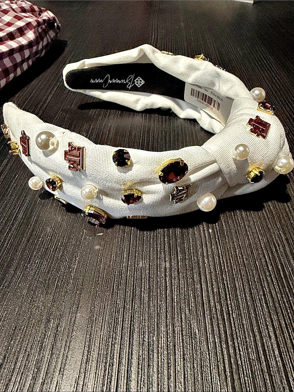 A&M Embellished Headband in White Like New